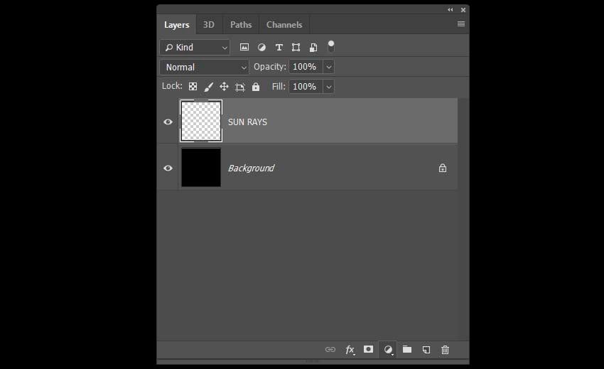 filling the backgound with black color and creating a new layer